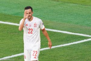 Sarabia célèbre un but avec l'Espagne