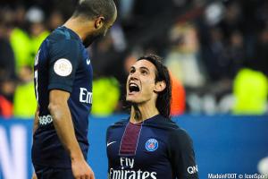 Joie d'Edinson Cavani après son but face à Lyon en novembre 2016