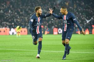 Neymar (PSG), ici aux côtés de Kylian Mbappé (PSG).