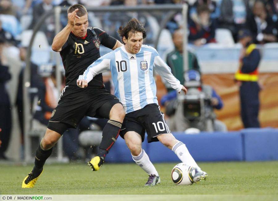 Lionel Messi opposé l'Allemagne de Podolski en quart de finale de la Coupe du Monde 2010